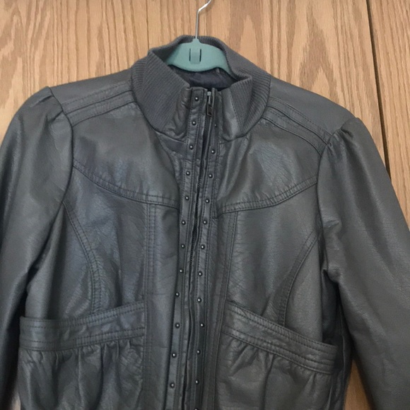 Grey faux-leather jacket - Picture 2 of 3